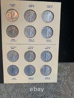 1941- 47 Au Silver Walking Liberty Halves (short Set) Library Of Coins Album