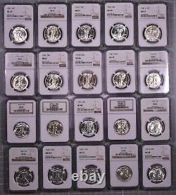 1941-47 Walking Liberty Silver Half Dollar 20 Coin Short Set NGC MS65
