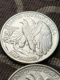 1941 D, 42 P, 43 P, 44 S, 45 P, 47 P, AU Silver WALKING LIBERTY HALF LOT OF 6