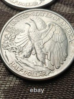 1941 D, 42 P, 43 P, 44 S, 45 P, 47 P, AU Silver WALKING LIBERTY HALF LOT OF 6
