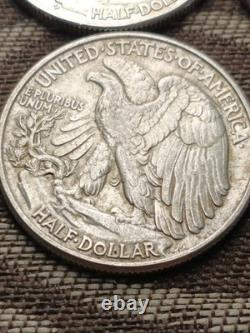 1941 D, 42 P, 43 P, 44 S, 45 P, 47 P, AU Silver WALKING LIBERTY HALF LOT OF 6