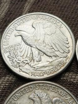 1941 D, 42 P, 43 P, 44 S, 45 P, 47 P, AU Silver WALKING LIBERTY HALF LOT OF 6