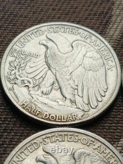 1941 D, 42 P, 43 P, 44 S, 45 P, 47 P, AU Silver WALKING LIBERTY HALF LOT OF 6