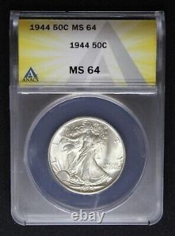 1941 D Walking Liberty Half Dollar ANACS MS 64 Bronze Color Toning Silver Coin