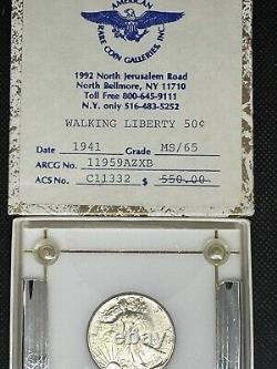 1941 Gem BU MS UNCIRCULATED Walking Liberty Silver Half Dollar! ARCG Old Holder