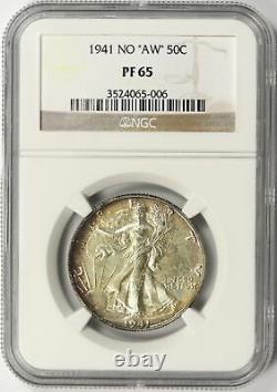 1941 No AW Walking Liberty Silver Half Dollar 50c NGC PF65