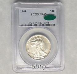 1941 PCGS & CAC PF65 Liberty Walking Proof Silver Half, (Very Weak or No AW)