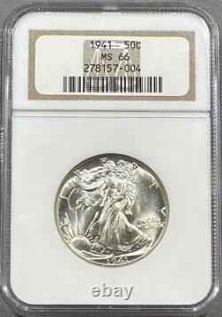 1941-P 50C Walking Liberty Half Dollar Near Superb BU Spotless NGC MS66 FSTB R2