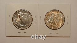 1941 P & S WALKING LIBERTY HALVES 2 UNCIRCULATED SILVER 50C Coins
