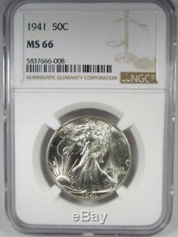 1941-P Silver Walking Liberty Half Dollar NGC MS66 Coin AI942