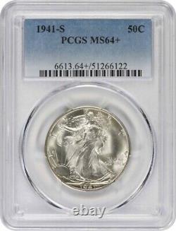 1941-S Walking Liberty Silver Half Dollar MS64+ PCGS