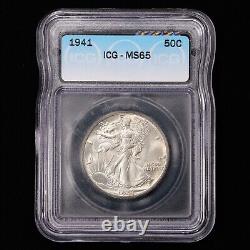 1941 Walking Liberty Half Dollar 50c ICG GRADED MS65