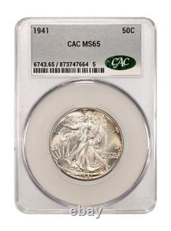 1941 Walking Liberty Half Dollar CACG MS65 Gem? Premium Quality Original Tone