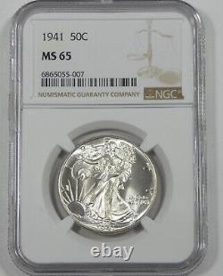 1941 Walking Liberty Half Dollar CERTIFIED NGC MS 65 Silver 50c