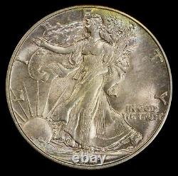 1941 Walking Liberty Half Dollar MS64+ Plus. PCGS Gold Shield. Rainbow Toned