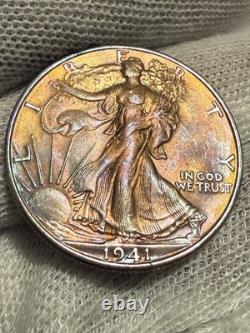 1941 Walking Liberty Silver Half Dollar Gem BU- UNC PQ Original Beauty? Toned