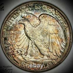 1941 Walking Liberty Silver Half Dollar, PCGS MS-65, Beautifully Toned, DGH
