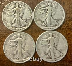 1942S 1943S 1944S 1945P Liberty Walking Half Dollars
