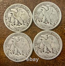 1942S 1943S 1944S 1945P Liberty Walking Half Dollars