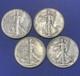 1942/43/45/46-s's Silver Walking Halves (4), F+ Thru Ef, See Pics
