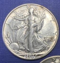 1942/43/45/46-S's Silver Walking Halves (4), F+ thru EF, See Pics