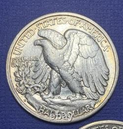 1942/43/45/46-S's Silver Walking Halves (4), F+ thru EF, See Pics