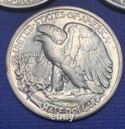 1942/43/45/46-S's Silver Walking Halves (4), F+ thru EF, See Pics