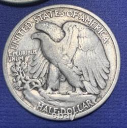 1942/43/45/46-S's Silver Walking Halves (4), F+ thru EF, See Pics