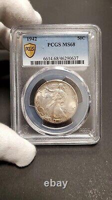 1942 50c Silver Walking Liberty PCGS MS68 PQ Approved Rare American Half Dollar