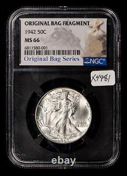 1942 50c Walking Liberty Half Dollar Original Bag Fragment NGC MS 66 X4981