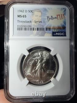 1942 D Walking Liberty Half Dollar Ngc Ms 65 Bullion Plus White Powdery Luster