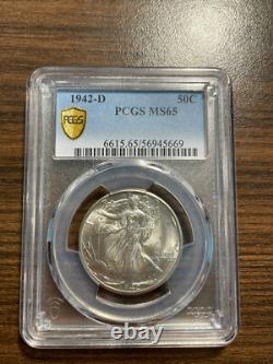 1942-D Walking Liberty Silver Half Dollar 50C PCGS MINT STATE 65 MS 65 Walker