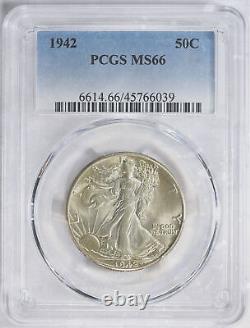 1942 Liberty Walking Liberty Half Dollar PCGS MS-66- Mint State 66