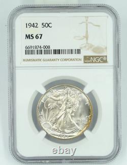 1942 NGC MS67 Walking Liberty Half Dollar Great Luster