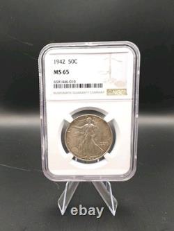1942 NGC MS 65 Walking Liberty Half Dollar MS65 50c Beautiful Walker Silver Coin