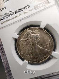 1942 NGC MS 65 Walking Liberty Half Dollar MS65 50c Beautiful Walker Silver Coin