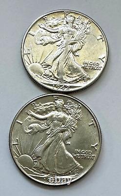 1942 PAIR OF Uncirculated Walking Liberty Silver Half Dollar No Mint Mark (P)