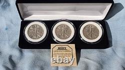 1942-P, 1943-D, 1944-S walking liberty. 50 90% silver First Commorative Mint COA