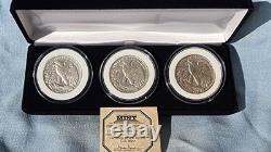 1942-P, 1943-D, 1944-S walking liberty. 50 90% silver First Commorative Mint COA