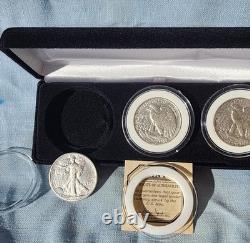 1942-P, 1943-D, 1944-S walking liberty. 50 90% silver First Commorative Mint COA