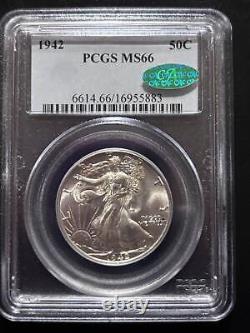 1942 P Half Dollars Liberty Walking PCGS MS-66 CAC