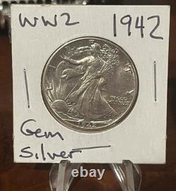 1942-P Philadelphia Walking Liberty Half Dollar, US 50c Silver Coin BU MS UNC