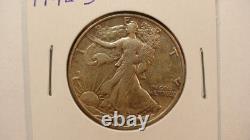 1942 P & S WALKING LIBERTY HALVES 2 AU UNCIRCULATED SILVER 50C Coins