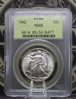 1942 P Walking Liberty Silver Half Dollar 50c PCGS MS65 #477 OGH Old Green BU