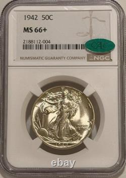 1942 P Walking Liberty Silver Half Dollar NGC MS66+ CAC Green PQ Walker