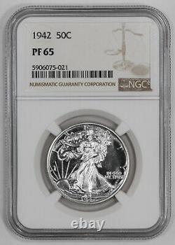 1942 Proof Walking Liberty Half Dollar 50c Ngc Certified Pf 65 (021)