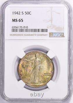 1942-S Liberty Walking Liberty Half Dollar NGC MS-65 Mint State 65 Color