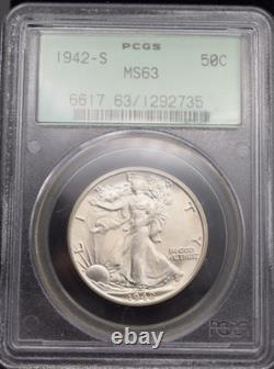 1942-S Walking Liberty Half Dollar PCGS MS63 50C Silver Coin OGH