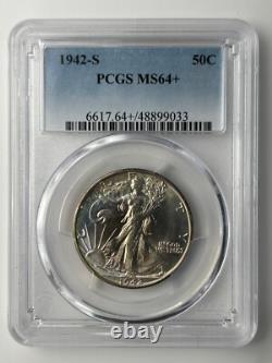 1942 S Walking Liberty Half Dollar PCGS MS64+ Beautifully Toned (PCGS Pop 105)