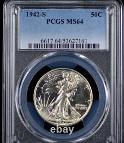 1942 S Walking Liberty Half Dollar Pcgs Ms 64 Blazing Silver Dancing In Frosty